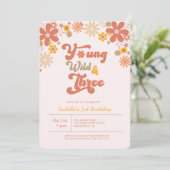 Groovy Young Wild & Three 3rd Birthday Kaart (Staand voorkant)