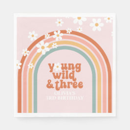 Groovy Young Wild Three madeliefjes regenboog 3de Servet