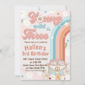 Groovy Young Wild & Three Rainbow 3rd Birthday Kaart (Voorkant)