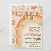 Groovy Young Wild & Three Rainbow 3rd Birthday Kaart (Voorkant)