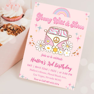 Groovy Young Wild & Three Rainbow 3rd Birthday Kaart