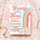 Groovy Young Wild & Three Rainbow 3rd Birthday Kaart