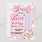 Groovy Young Wild & Three Rainbow 3rd Birthday Kaart (Voorkant)