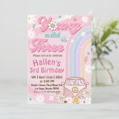 Groovy Young Wild & Three Rainbow 3rd Birthday Kaart (Staand voorkant)