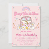 Groovy Young Wild & Three Rainbow 3rd Birthday Kaart (Voorkant)