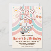 Groovy Young Wild & Three Rainbow 3rd Birthday Kaart (Voorkant)
