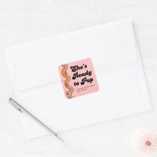 Groovy Ze is er klaar voor om Retro Stofrozen Roze Vierkante Sticker