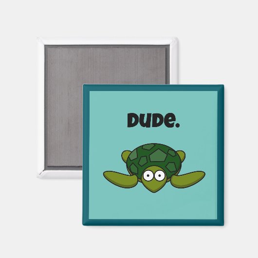 Groovy Zee Schildpad Cartoon, Funny Ocean "Dude" Magneet (Voorkant / Achterkant)