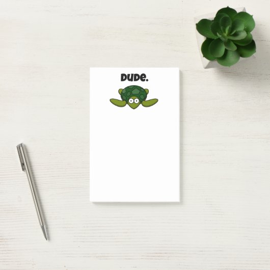 Groovy Zee Schildpad Cartoon, Funny Ocean "Dude" Post-it® Notes (Kantoor)