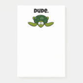 Groovy Zee Schildpad Cartoon, Funny Ocean "Dude" Post-it® Notes (Voorkant)