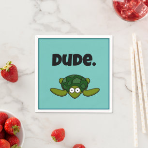 Groovy Zee Schildpad Cartoon, Funny Ocean "Dude" Servet