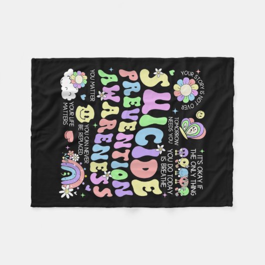 Groovy Zelfmoordpreventie Bewustzijn Geestelijke G Fleece Deken (Voorkant (Horizontaal))