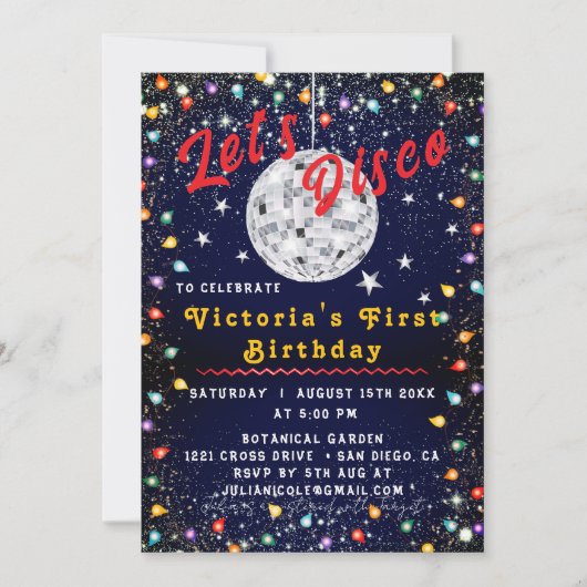 Groovy Zilver Disco Bal Feest Nacht Verjaardag Kaart (Voorkant)