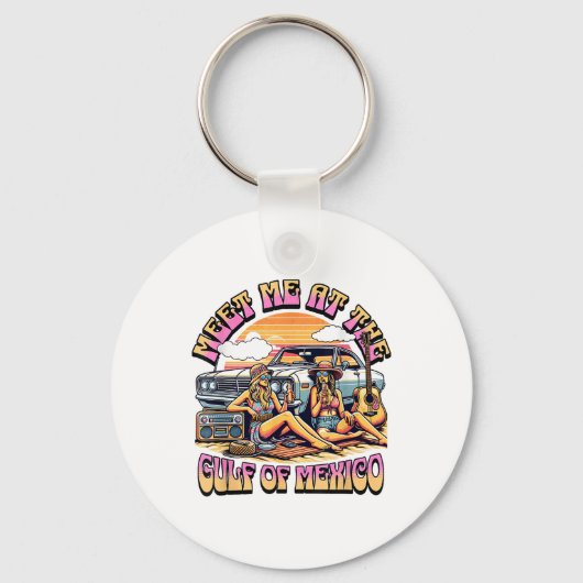 Groovy Zomer Golf van Mexico Forever Beach Golf D Sleutelhanger (Voorkant)