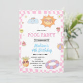 Groovy zomer zwembad party uitnodiging (Staand voorkant)