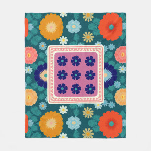 Groovy Zonnebloemen en Botanische Bloemen Fleece Deken
