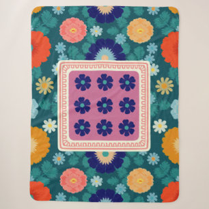 Groovy Zonnebloemen en Botanische Bloemen Sherpa Deken