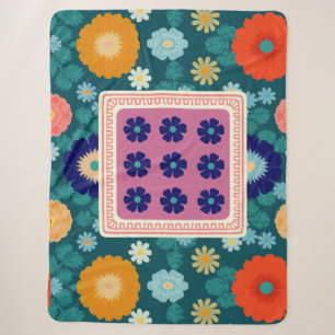 Groovy Zonnebloemen en Botanische Bloemen Sherpa Deken