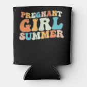 Groovy zwanger meisje zomer zwangerschap retro blikjeskoeler (Voorkant)