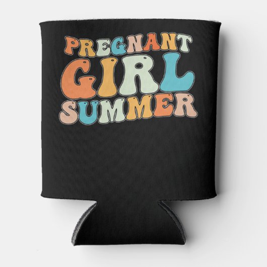 Groovy zwanger meisje zomer zwangerschap retro blikjeskoeler (Voorkant)