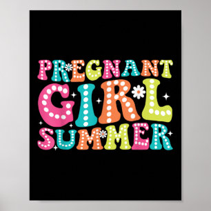 Groovy zwangerschap onthullen zwanger meisje zomer poster
