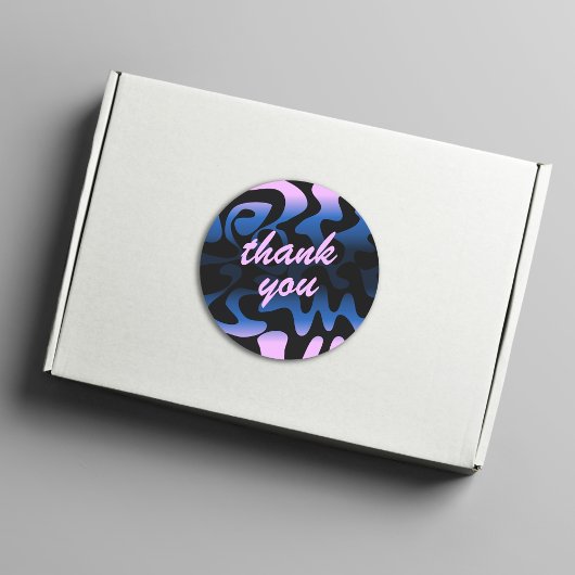 Groovy zwart marineblauw Lila Bord Paarse dank u Ronde Sticker