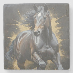 groovy zwarte paard stenen onderzetter