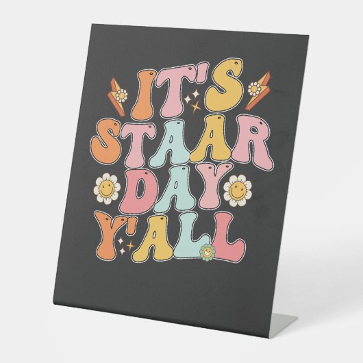 Groovy's testdag op straat reclamebord met voetstuk (Voorkant)