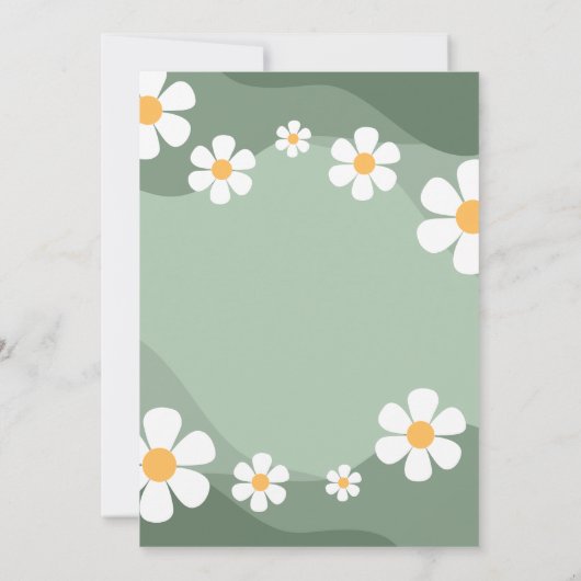 GroovySage Green Retro Boho Daisy Baby shower Kaart (Achterkant)
