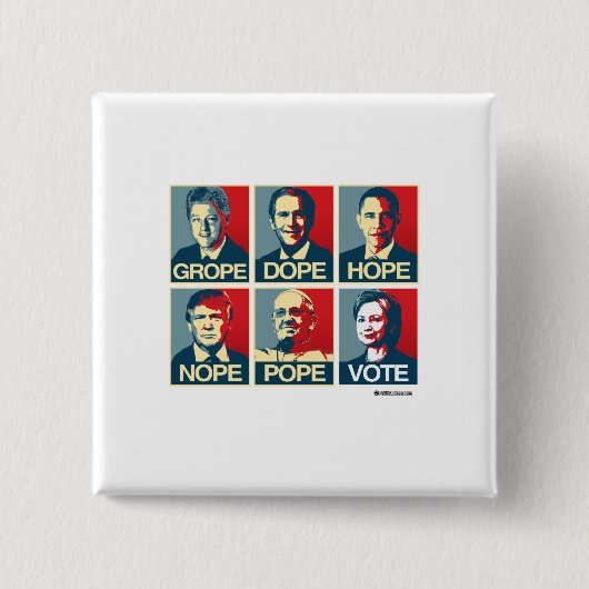 Grope Dope Hope Nope Pope Vierkante Button 5,1 Cm (Voorkant)