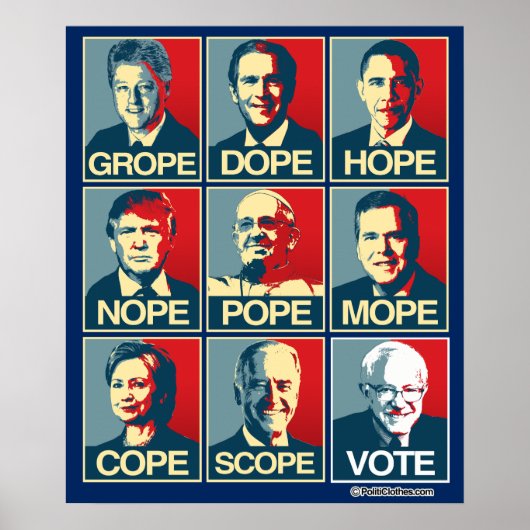 GROPE DOPE HOPE NOPE - STEMMING BERNIE SANDERS POSTER (Voorkant)