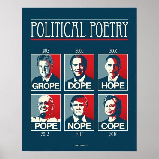 Grope Dope Hope Pope Nope Cope Poster (Voorkant)