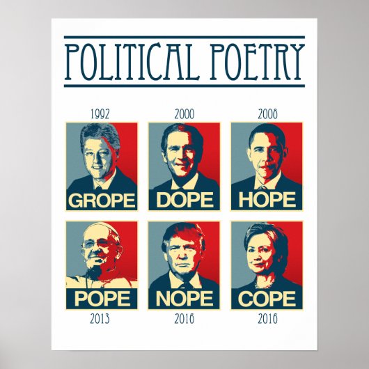 Grope Dope Hope Pope Nope Cope Poster (Voorkant)