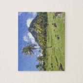 Gros Piton-uitzicht langs het historische spoor in Legpuzzel (Verticaal)