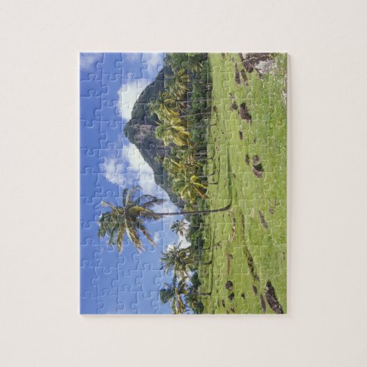 Gros Piton-uitzicht langs het historische spoor in Legpuzzel (Verticaal)