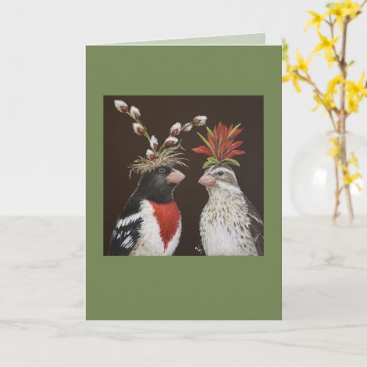 Grosbeak bruiloft #2 kaart (Gele Bloem)