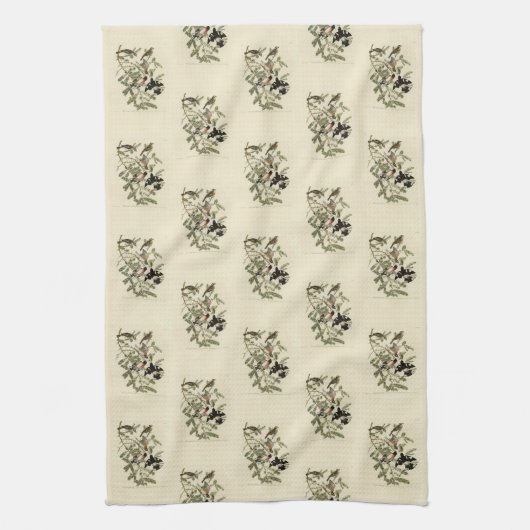 Grosbeak met roos, Amerikaanse vogels Theedoek (Verticaal)