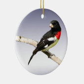 Grosbeak met roos keramisch ornament (Rechts)
