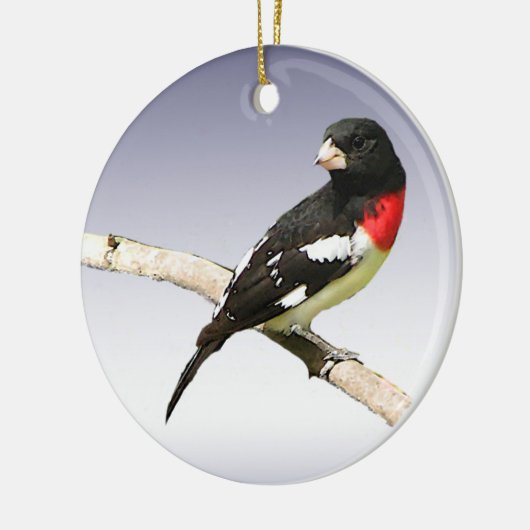 Grosbeak met roos keramisch ornament (Links)