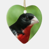 Grosbeak met roos keramisch ornament (Rechts)