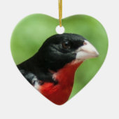 Grosbeak met roos keramisch ornament (Voorkant)
