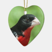 Grosbeak met roos keramisch ornament (Links)