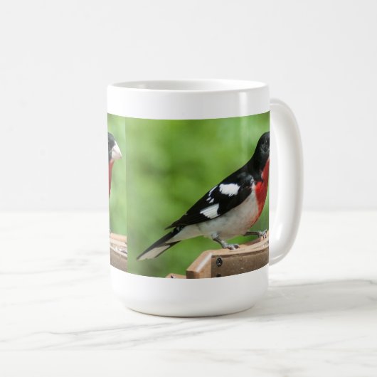 Grosbeak met roos koffiemok (Voorkant rechts)