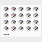 Grosbeak met roos ronde sticker (Vel)