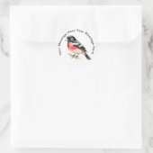 Grosbeak met roos ronde sticker (Tas)