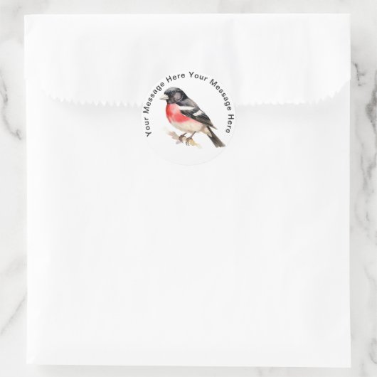 Grosbeak met roos ronde sticker (Tas)