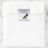 Grosbeak met roos vierkante sticker (Tas)