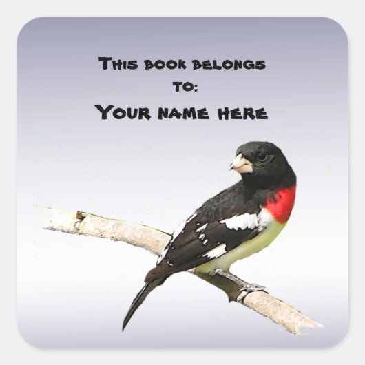 Grosbeak met roos vierkante sticker (Voorkant)