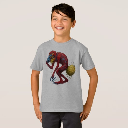 Gross Out Monster Farting Nose-Picking Creature T-shirt (Voorkant volledig)