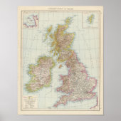 Grossbritannien Irland - Kaart van het Verenigd Ko Poster (Voorkant)